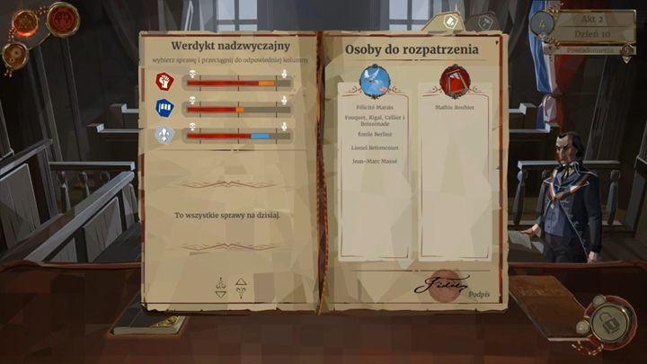 Complete the quick trials - make decisions that will increase your relationship with different factions - Day 10 - Quick trials and continuation of the intrigue against Robespierre - Act 2 - Egalite - We. The Revolution Guide
