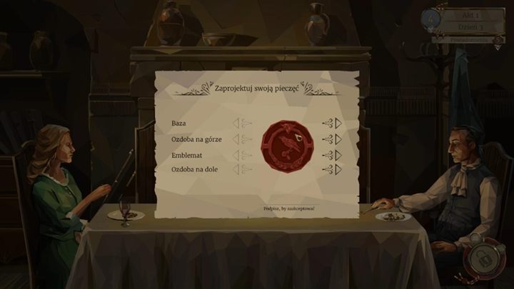 During the evening, youll have to design your seal that will be used in court - Day 3 - Jean Ibert - rapist | We. The Revolution Walkthrough - Act 1 - Freedom - We. The Revolution Guide