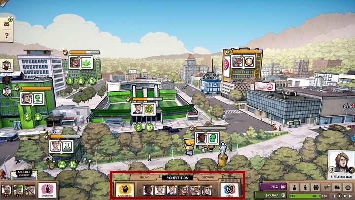 Click on the competition bar displayed at the bottom of the screen - Competition in Weedcraft Inc - The Basics - Weedcraft Inc Guide