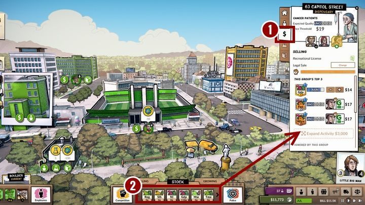 Assign the strain to the selling spot by opening the sale tab [1] - How to sell your stuff in Weedcraft Inc? - FAQ - Weedcraft Inc Guide