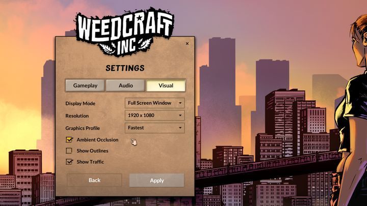 Graphics settings menu. - System Requirements of Weedcraft Inc - Appendix - Weedcraft Inc Guide