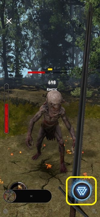 You can use witcher signs during the battle - Witcher Monster Slayer: User interface - Combat Guide - Witcher Monster Slayer: Combat - Witcher Monster Slayer Guide