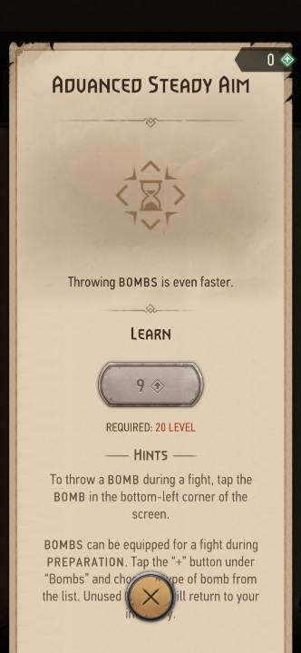 Effect: reduces bomb throwing time - Witcher Monster Slayer: Alchemy skills - Witcher Monster Slayer: Skills - Witcher Monster Slayer Guide