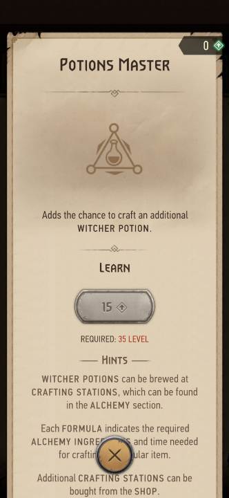 Effect: gives you a chance to create an additional potion - Witcher Monster Slayer: Alchemy skills - Witcher Monster Slayer: Skills - Witcher Monster Slayer Guide