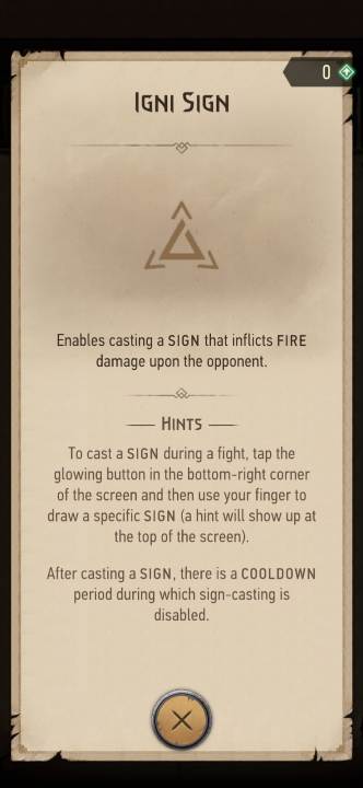 Effect: allows you to cast a sign that deals fire damage - Witcher Monster Slayer: Signs skills - Witcher Monster Slayer: Skills - Witcher Monster Slayer Guide