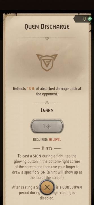 Effect: absorbs some of the damage - Witcher Monster Slayer: Signs skills - Witcher Monster Slayer: Skills - Witcher Monster Slayer Guide