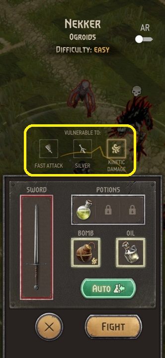 There are two types of weapons in the game - silver swords and steel swords - Witcher Monster Slayer: Beginners Guide - Witcher Monster Slayer: Basics - Witcher Monster Slayer Guide