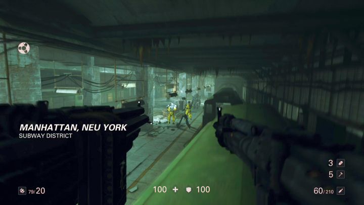 The beginning of the mission in metro. - Manhattan | Uberkommandant missions - Uberkommandant missions - Wolfenstein II: The New Colossus Game Guide