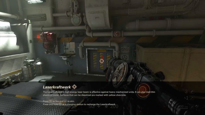 Destroy a grate with the new weapon. - The Signal Walkthrough - Mission 1 - Reunion - Chapter 1 - Reunion - Wolfenstein II: The New Colossus Game Guide