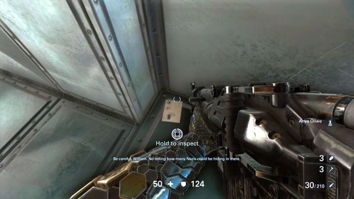 Another readable is in the vent shaft. - Secrets in The Signal - Mission 1 - Reunion - Chapter 1 - Reunion - Wolfenstein II: The New Colossus Game Guide