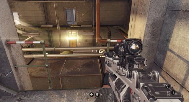 When you get through the warehouse, go downstairs and here - Gibraltar Bridge - Main missions - Wolfenstein: The New Order - Game Guide and Walkthrough