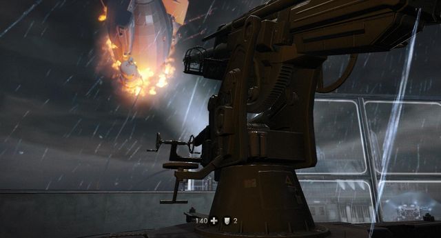 Use cannons to shoot down zeppelins - Return to Deathsheads Compound - Main missions - Wolfenstein: The New Order - Game Guide and Walkthrough