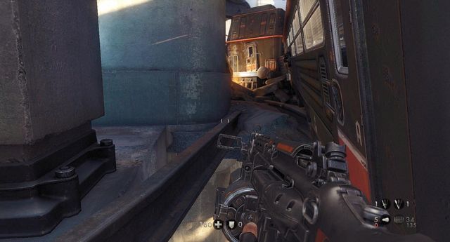 After you exit the second carriage, turn the way shown on the screenshot - Gibraltar Bridge - Secrets - Wolfenstein: The New Order - Game Guide and Walkthrough