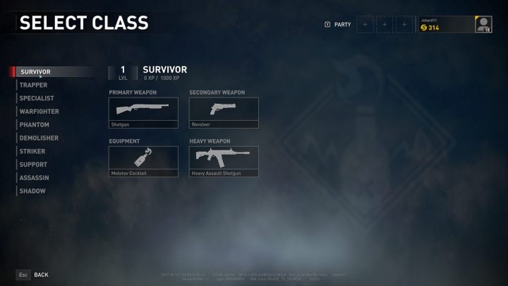 The Survivor class selection screen. - Player vs Player World War Z - character classes - Player vs Player mode - World War Z Guide