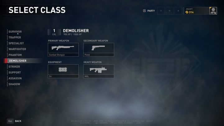 The Demolisher class selection screen. - Player vs Player World War Z - character classes - Player vs Player mode - World War Z Guide