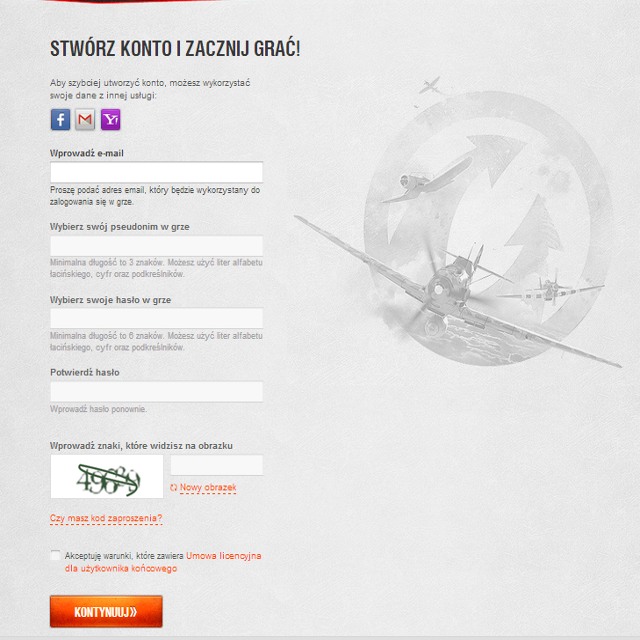 Registration, step 2 - World of Warplanes: Starting the account - World of Warplanes: Basics - World of Warplanes Game Guide
