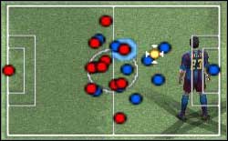 Theoretical advantage reds in the middle of the field isnt giving the certainty for lack of the place to blues for playing the ball - Nuances of the control - World Soccer Winning Eleven 9 - Game Guide and Walkthrough