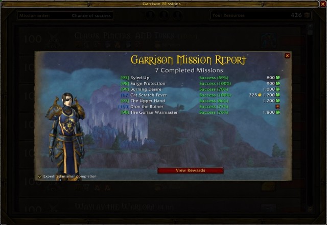 After you click Complete Missions, you receive all of the reports within several seconds and to learn which ones were successful and which ones were failed - Garrison Mission Manager + Master Plan - Detailed guide - World of Warcraft: Warlords of Draenor Game Guide