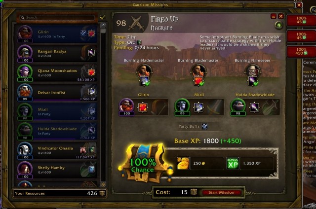 If you enter the menu for dispatching your followers on mission, you also note some changes - Garrison Mission Manager + Master Plan - Detailed guide - World of Warcraft: Warlords of Draenor Game Guide