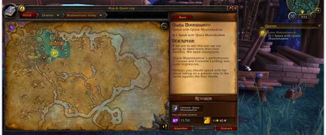 Directly under the minima there is a box with active quests - 1. Game interface - World of Warcraft: Warlords of Draenor in 10 Easy Steps - World of Warcraft: Warlords of Draenor Game Guide