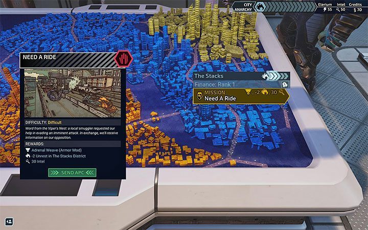 New missions are selected from the city map screen - XCOM Chimera Squad: Headquarters - Basics - XCOM Chimera Squad Guide