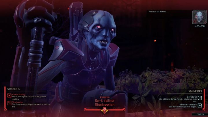 You can peep the Strengths and Weakness of the Chosen during a fight. - Combat with The Chosen | The Chosen - The Chosen - XCOM 2 Game Guide