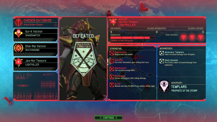 The Warlock status screen. - Combat with The Chosen | The Chosen - The Chosen - XCOM 2 Game Guide