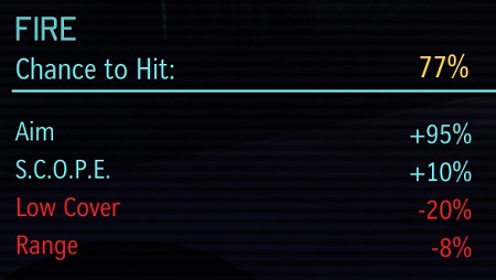 Summary (F1) of the chance to hit from the previous image - Shooting the right way - Turn-based combat system - XCOM: Enemy Unknown - Game Guide and Walkthrough