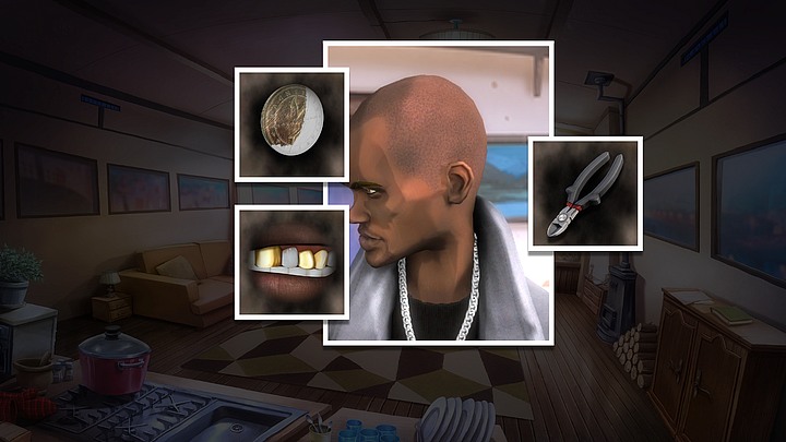 Come back upstairs and use on Julius pliers, information about gold, and about teeth (just like on the picture above) - Chapter Six - Amsterdam and Paris | Walkthrough - Walkthrough - Yesterday Origins Game Guide