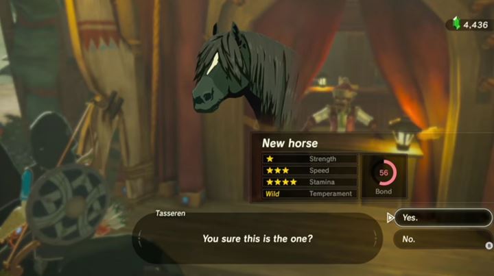 Taking a new horse to the stable will reveal its stats. - Horses - How to find and tame them in Zelda Breath of the Wild? - Gameplay Basics - The Legend of Zelda Breath of the Wild Guide