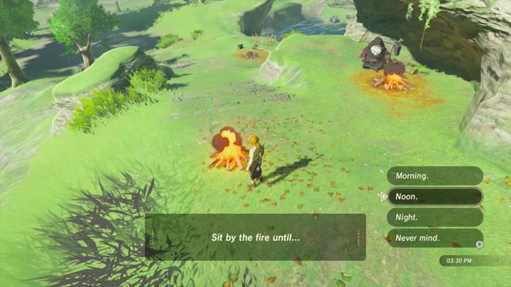 You can wait until a specific time of day at bonfires. - How to start a bonfire in Zelda Breath of the Wild?? - FAQ - Frequently asked questions - The Legend of Zelda Breath of the Wild Guide